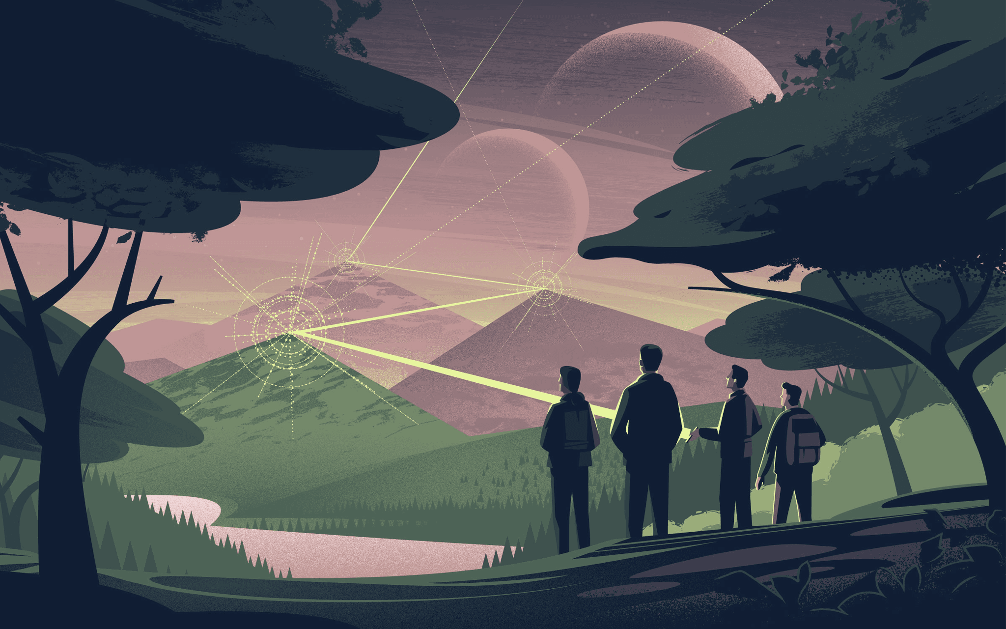 An illustration representing Datum's pioneer spirit